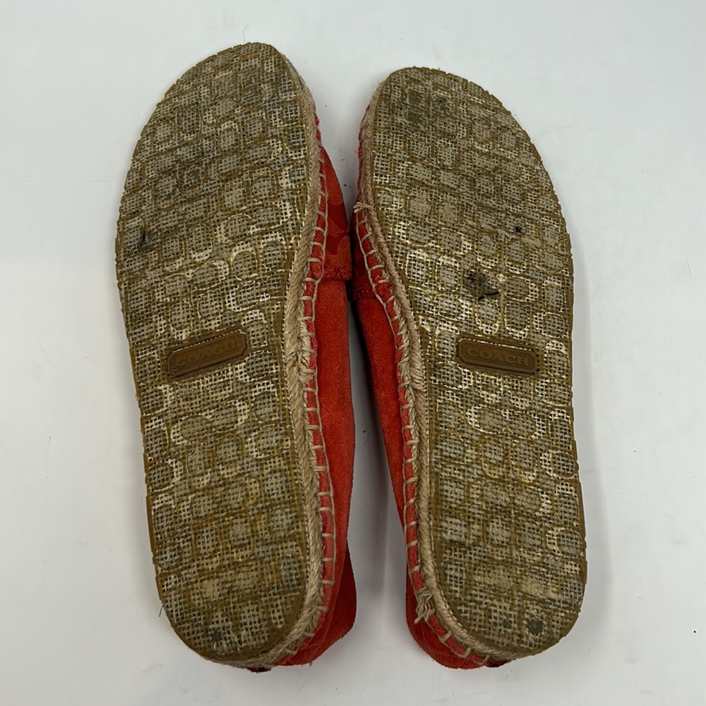 Coach June Coral Signature Logo Embossed Suede Leather Espadrille Flats Size 7.5 - Picture 11 of 14